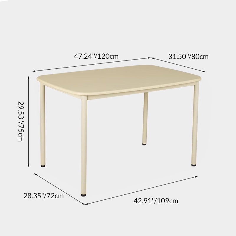 Contemporary Scandinavian Square Medium-Density Fiberboard Iron Dining Table For Dining Room