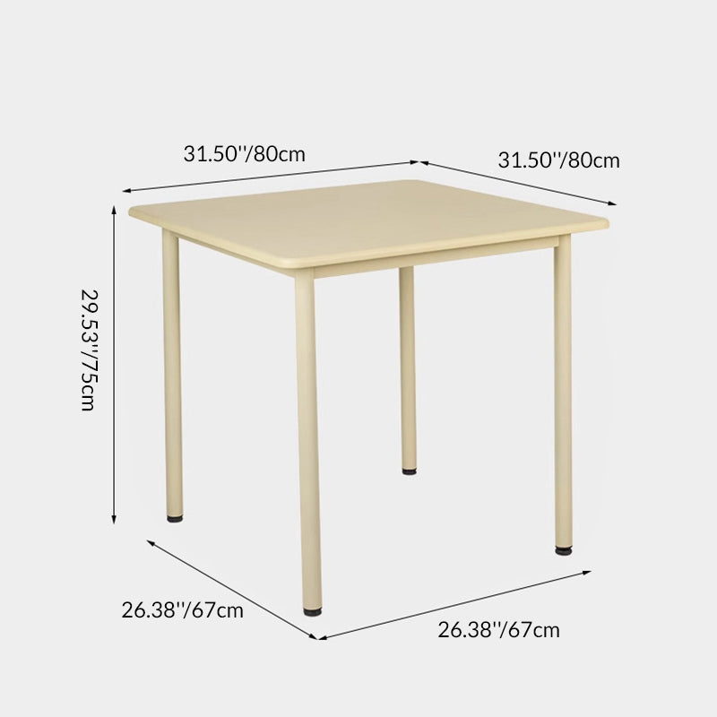 Contemporary Scandinavian Square Medium-Density Fiberboard Iron Dining Table For Dining Room