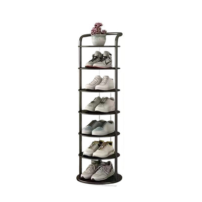 Modern Minimalist Round Iron Carbon Steel Shoe Storage 5/6/7/8-Tier For Entryways