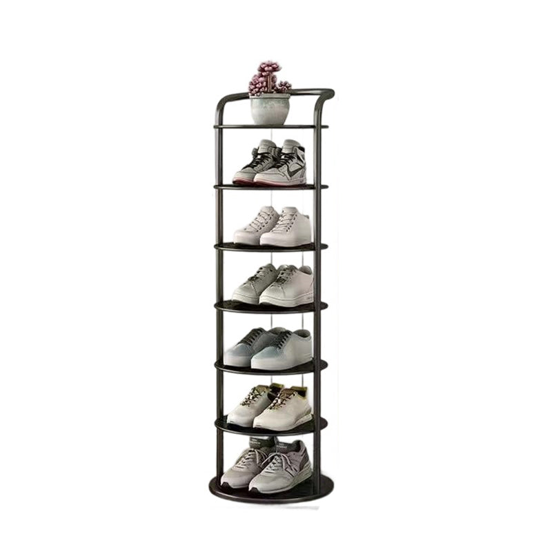 Modern Minimalist Round Iron Carbon Steel Shoe Storage 5/6/7/8-Tier For Entryways