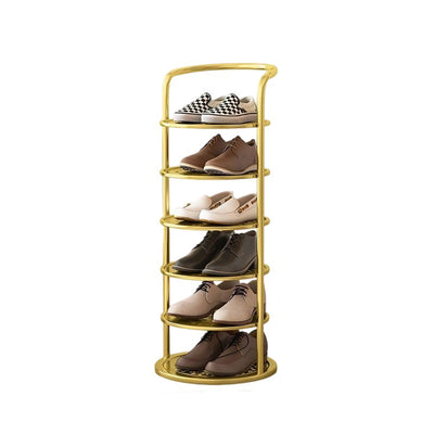 Modern Minimalist Round Iron Carbon Steel Shoe Storage 5/6/7/8-Tier For Entryways