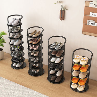 Modern Minimalist Round Iron Carbon Steel Shoe Storage 5/6/7/8-Tier For Entryways