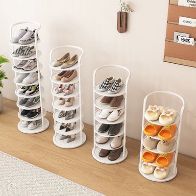 Modern Minimalist Round Iron Carbon Steel Shoe Storage 5/6/7/8-Tier For Entryways