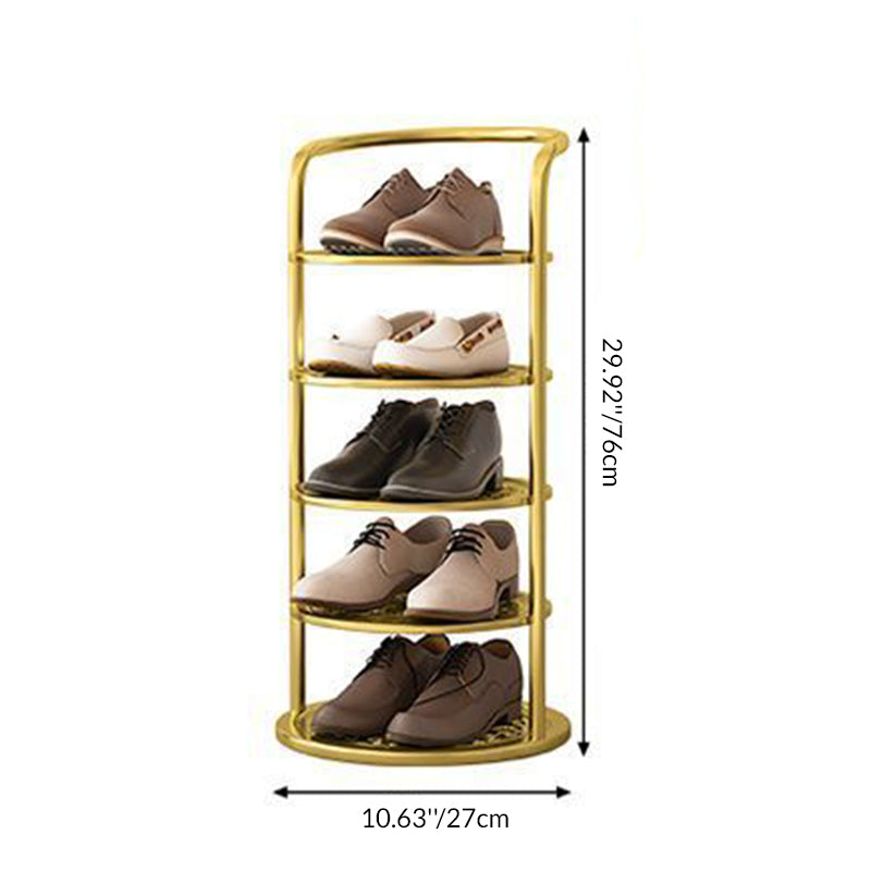 Modern Minimalist Round Iron Carbon Steel Shoe Storage 5/6/7/8-Tier For Entryways