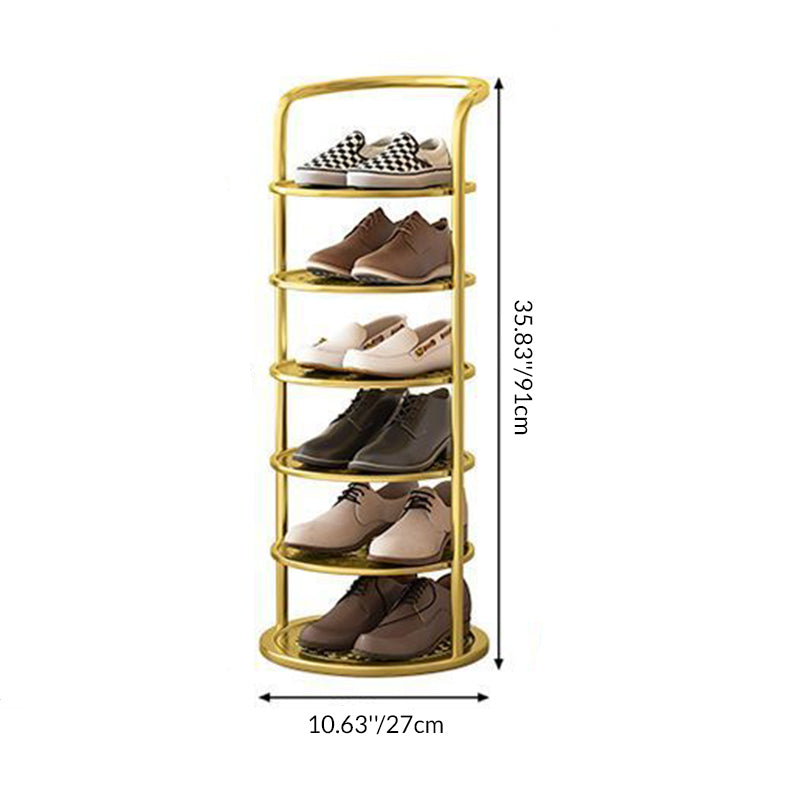 Modern Minimalist Round Iron Carbon Steel Shoe Storage 5/6/7/8-Tier For Entryways