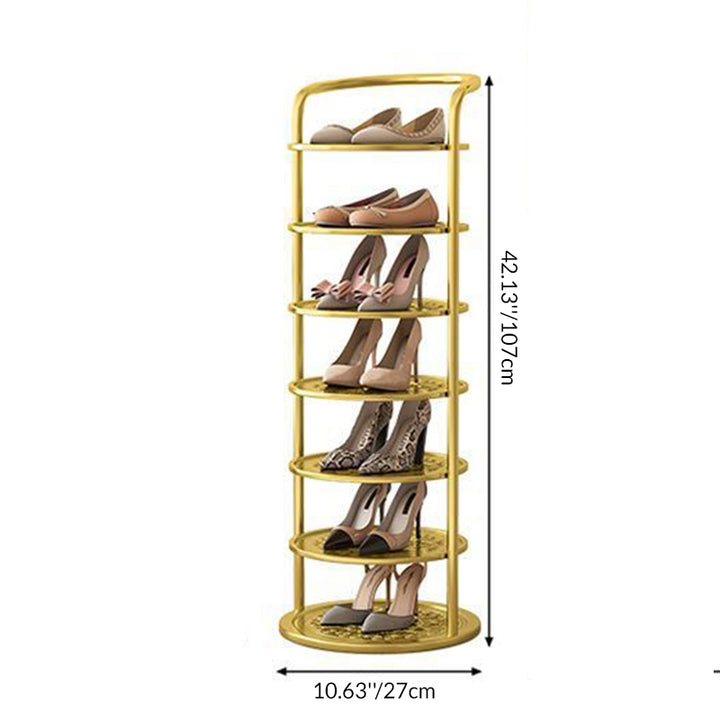Modern Minimalist Round Iron Carbon Steel Shoe Storage 5/6/7/8-Tier For Entryways