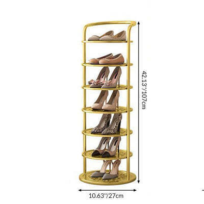 Modern Minimalist Round Iron Carbon Steel Shoe Storage 5/6/7/8-Tier For Entryways