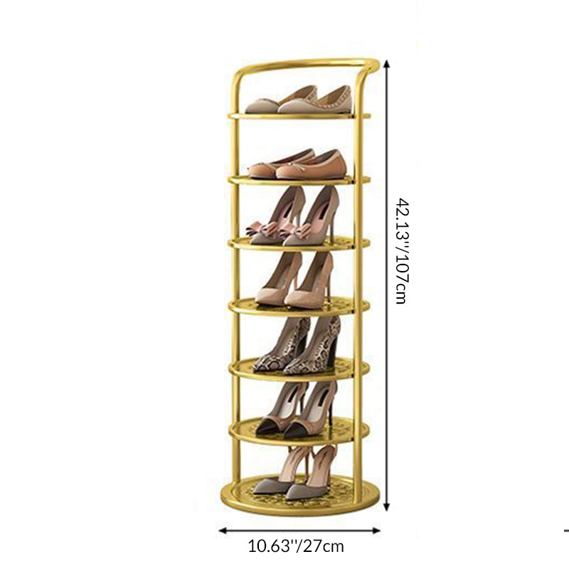 Modern Minimalist Round Iron Carbon Steel Shoe Storage 5/6/7/8-Tier For Entryways
