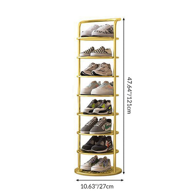 Modern Minimalist Round Iron Carbon Steel Shoe Storage 5/6/7/8-Tier For Entryways
