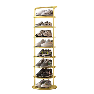Modern Minimalist Round Iron Carbon Steel Shoe Storage 5/6/7/8-Tier For Entryways