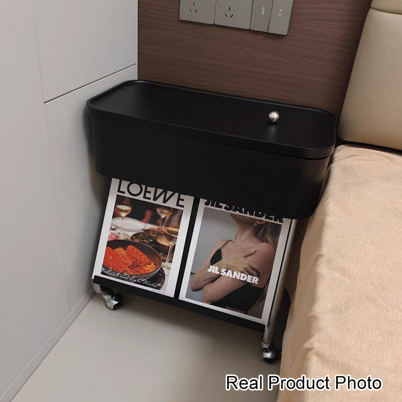 Contemporary Simplicity Rectangular Fiberboard Stainless Steel Side Table 1-Drawer For Living Room
