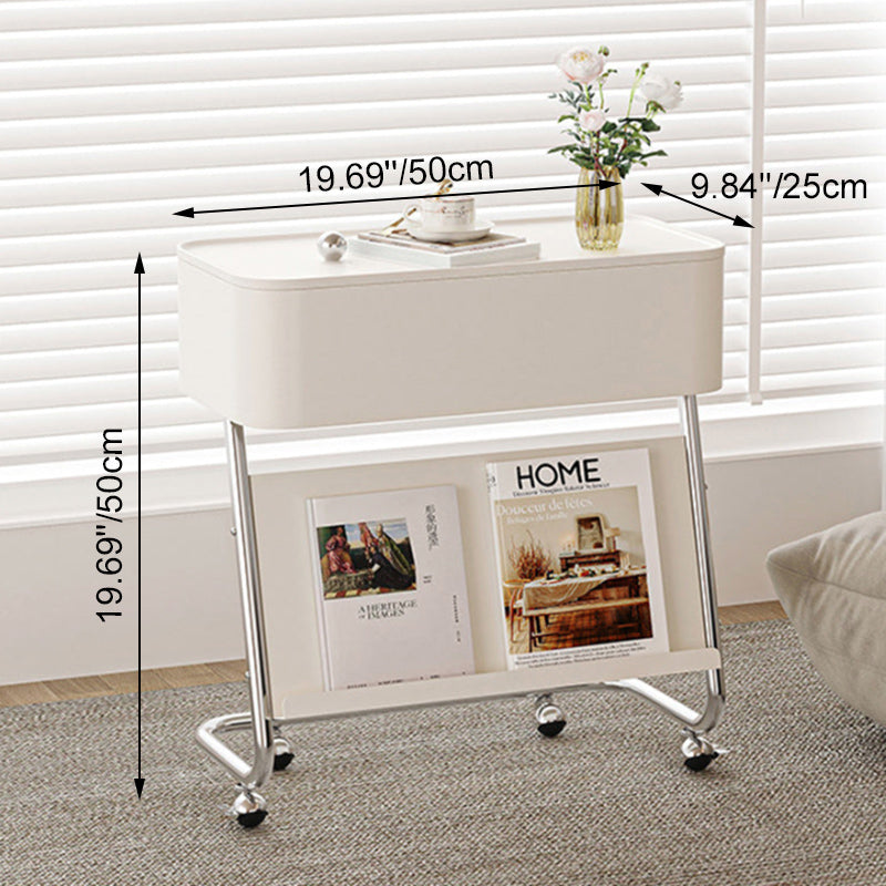 Contemporary Simplicity Rectangular Fiberboard Stainless Steel Side Table 1-Drawer For Living Room