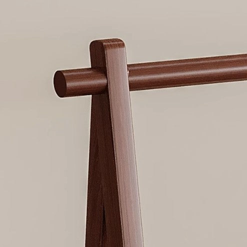 Contemporary Retro Trapezoidal Multifunctional Nan Bamboo Hall Tree Coat Rack With Wheels &amp; Plastic Rattan Laundry Basket For Entryway