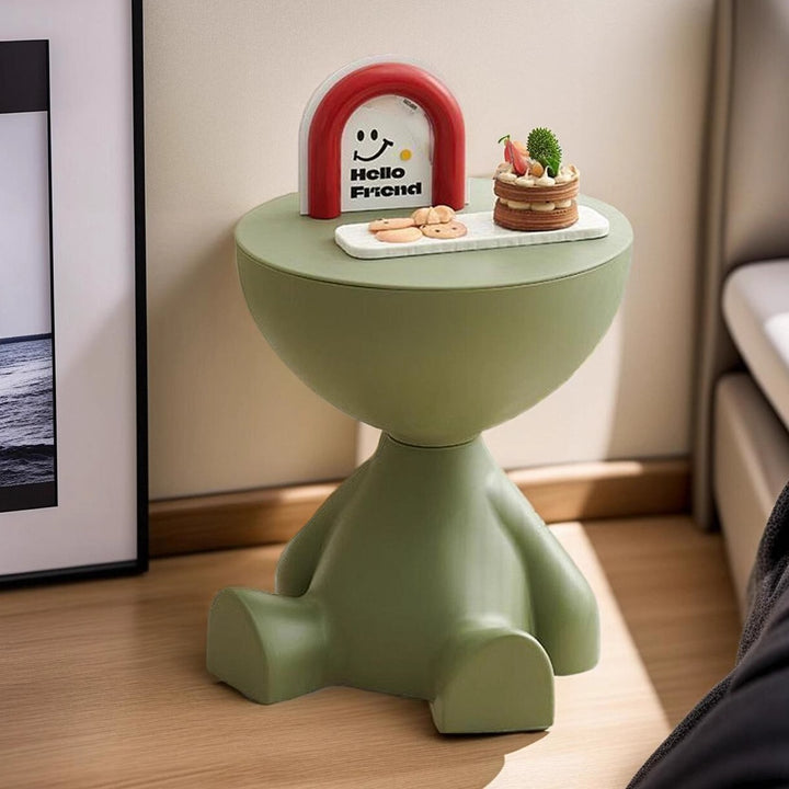 Contemporary Creative Bear Round Plastic Side Table For Living Room