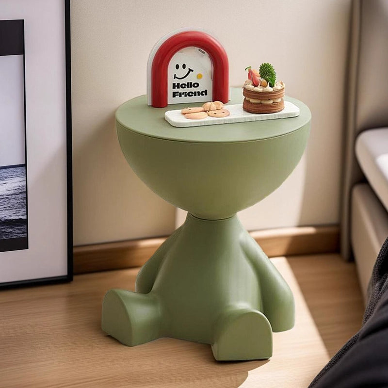 Zeitgenössischer kreativer runder Bären-Plastik-Beistelltisch für das Wohnzimmer 