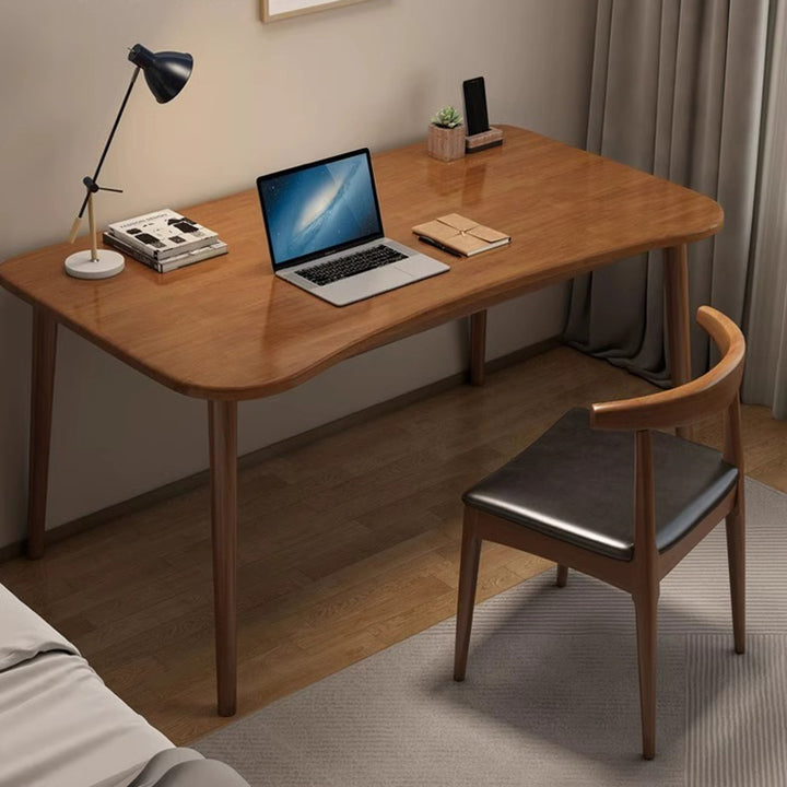 Moderner minimalistischer rechteckiger Schreibtisch aus Gummibaumholz mit 4 Beinen für das Homeoffice 