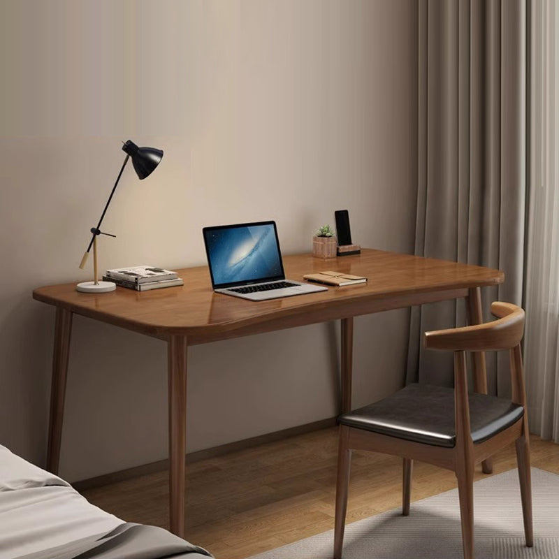 Moderner minimalistischer rechteckiger Schreibtisch aus Gummibaumholz mit 4 Beinen für das Homeoffice 