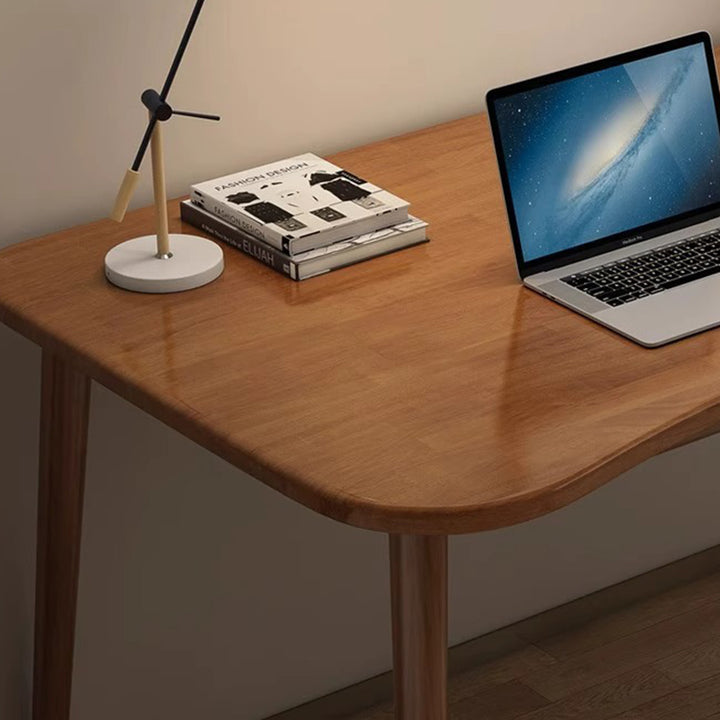 Moderner minimalistischer rechteckiger Schreibtisch aus Gummibaumholz mit 4 Beinen für das Homeoffice 