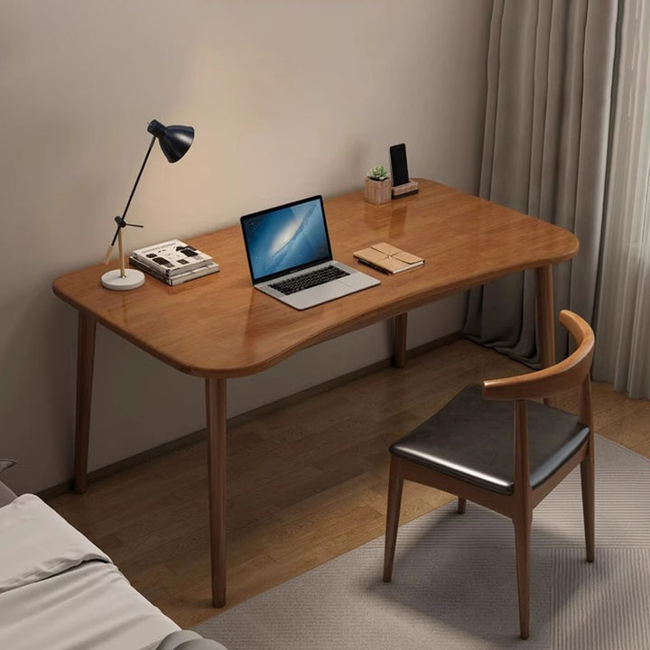 Moderner minimalistischer rechteckiger Schreibtisch aus Gummibaumholz mit 4 Beinen für das Homeoffice 