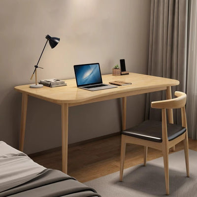 Modern Minimalist Rectangular Solid Wood Desks 4- Leg For Home Office