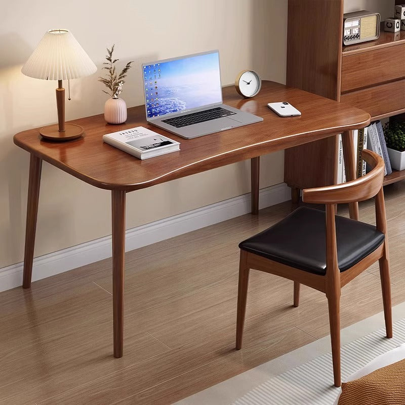 Moderner minimalistischer rechteckiger Schreibtisch aus Gummibaumholz mit 4 Beinen für das Homeoffice 