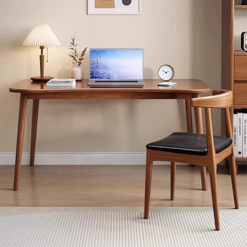 Moderner minimalistischer rechteckiger Schreibtisch aus Gummibaumholz mit 4 Beinen für das Homeoffice 