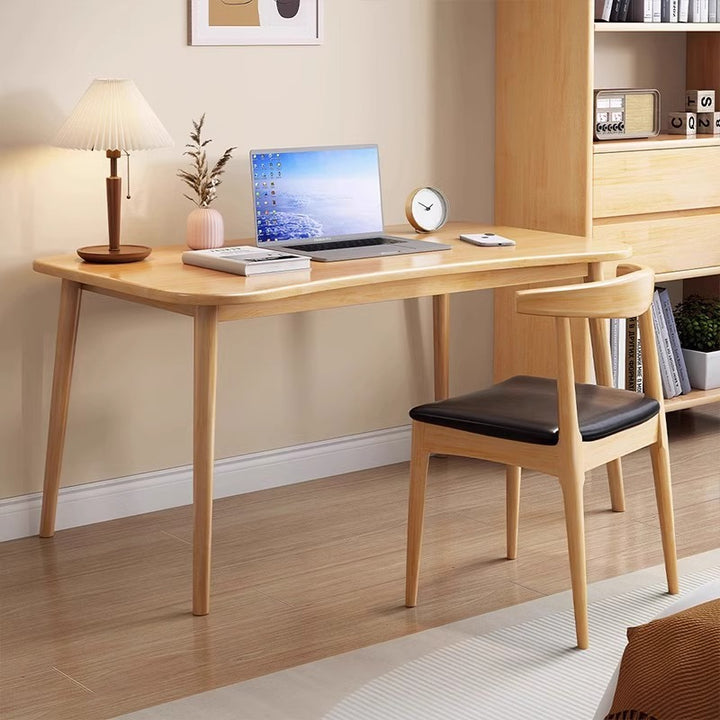 Moderner minimalistischer rechteckiger Schreibtisch aus Gummibaumholz mit 4 Beinen für das Homeoffice 