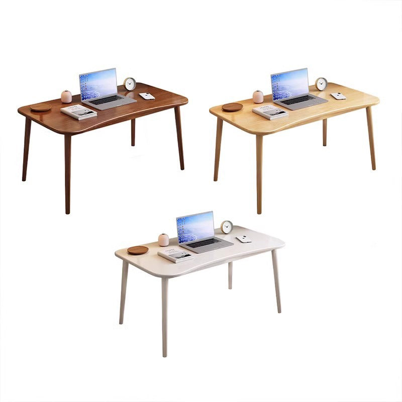 Moderner minimalistischer rechteckiger Schreibtisch aus Gummibaumholz mit 4 Beinen für das Homeoffice 