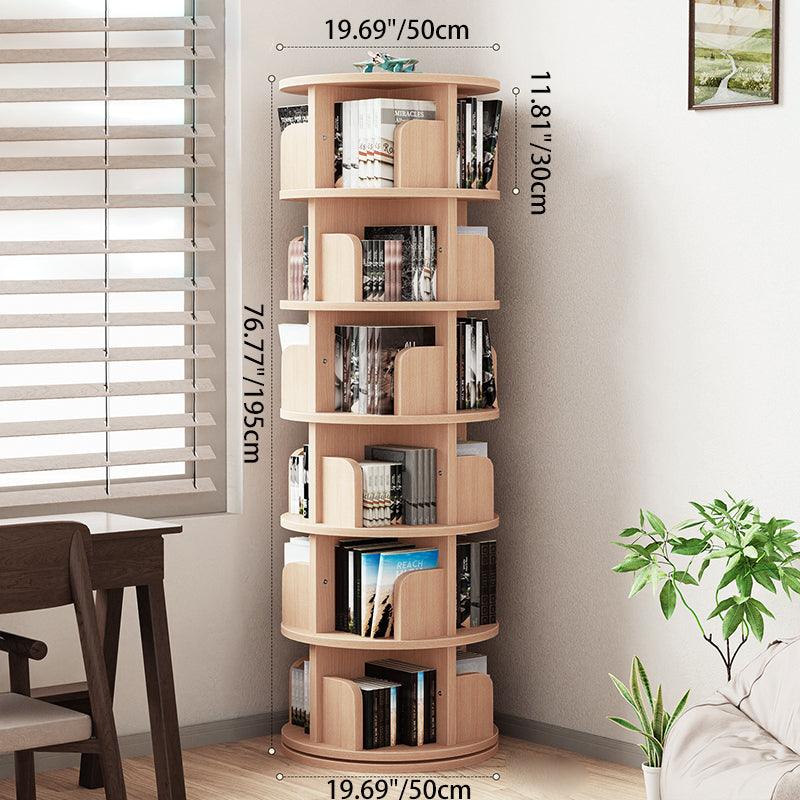 Bibliothèques en bois massif minimalistes modernes à 6 niveaux, rotatives pour la maison et le bureau 