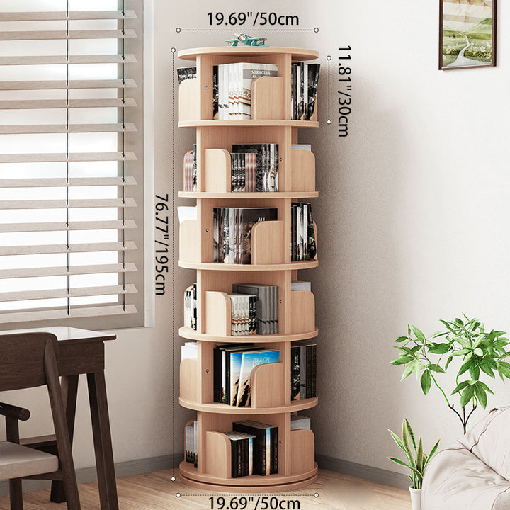 Bibliothèques en bois massif minimalistes modernes à 6 niveaux, rotatives pour la maison et le bureau 
