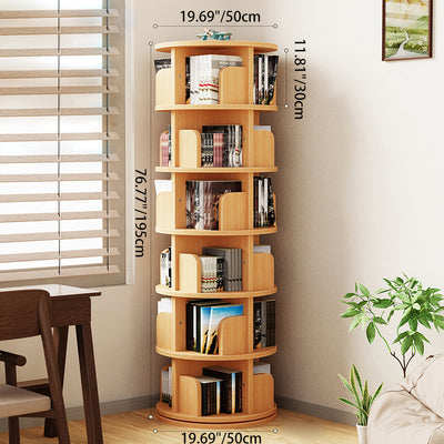 Modern Minimalist Solid Wood Bookshelves 6-Tier Rotatable For Home Office