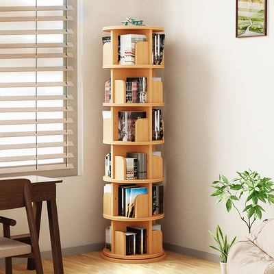 Modern Minimalist Solid Wood Bookshelves 6-Tier Rotatable For Home Office