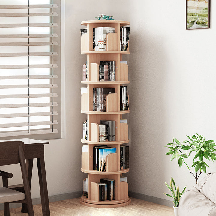 Bibliothèques en bois massif minimalistes modernes à 6 niveaux, rotatives pour la maison et le bureau 