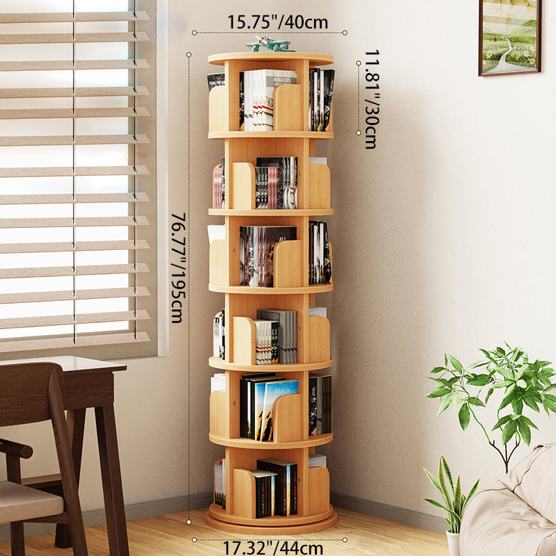 Modern Minimalist Solid Wood Bookshelves 6-Tier Rotatable For Home Office