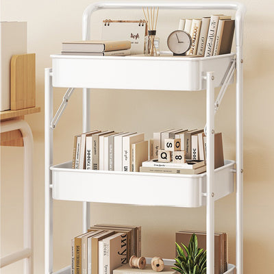 Modern Minimalist Rectangular Carbon Steel End Table Foldable Portable 3/4-Tier For Living Room