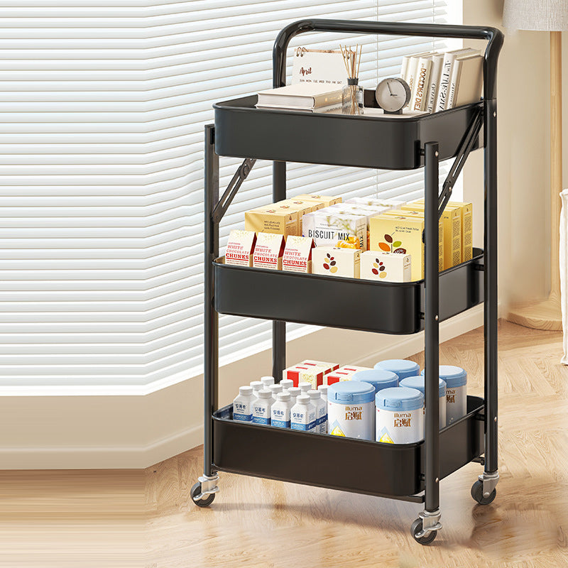 Modern Minimalist Rectangular Carbon Steel End Table Foldable Portable 3/4-Tier For Living Room