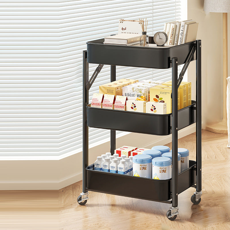 Modern Minimalist Rectangular Carbon Steel End Table Foldable Portable 3/4-Tier For Living Room