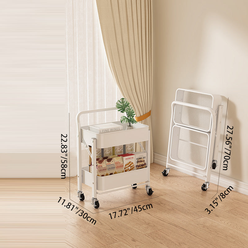 Modern Minimalist Openwork Carbon Steel End Table Foldable Portable 2/3/4 Tier For Living Room