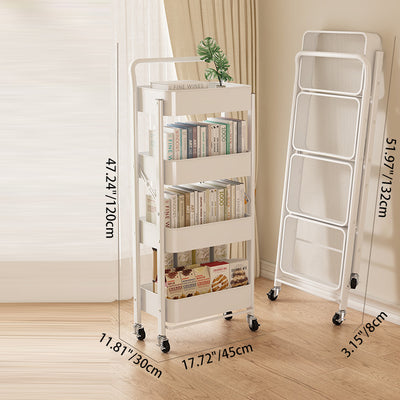 Modern Minimalist Openwork Carbon Steel End Table Foldable Portable 2/3/4 Tier For Living Room