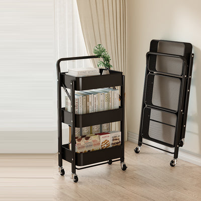 Modern Minimalist Openwork Carbon Steel End Table Foldable Portable 2/3/4 Tier For Living Room