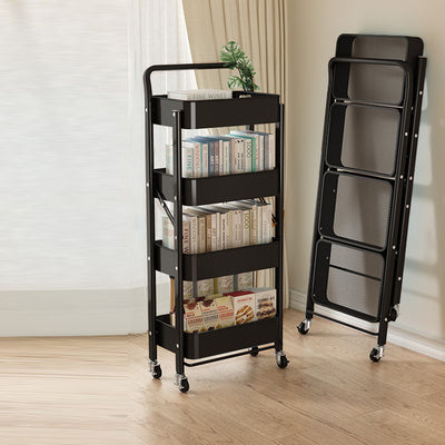 Modern Minimalist Openwork Carbon Steel End Table Foldable Portable 2/3/4 Tier For Living Room