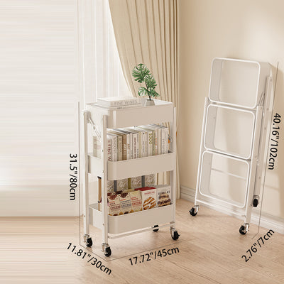 Modern Minimalist Openwork Carbon Steel End Table Foldable Portable 2/3/4 Tier For Living Room