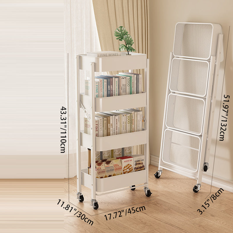 Modern Minimalist Openwork Carbon Steel End Table Foldable Portable 2/3/4 Tier For Living Room