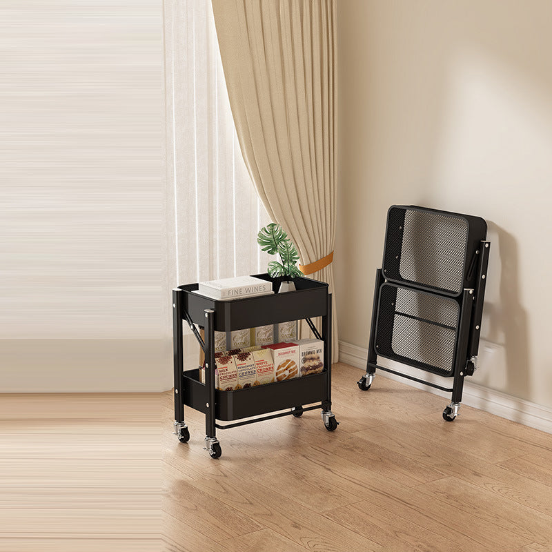 Modern Minimalist Openwork Carbon Steel End Table Foldable Portable 2/3/4 Tier For Living Room
