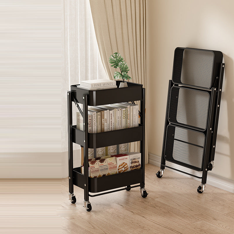 Modern Minimalist Openwork Carbon Steel End Table Foldable Portable 2/3/4 Tier For Living Room