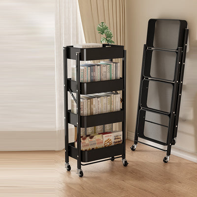 Modern Minimalist Openwork Carbon Steel End Table Foldable Portable 2/3/4 Tier For Living Room