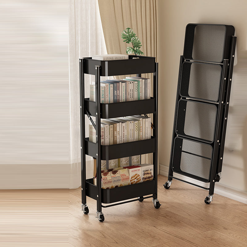 Modern Minimalist Openwork Carbon Steel End Table Foldable Portable 2/3/4 Tier For Living Room
