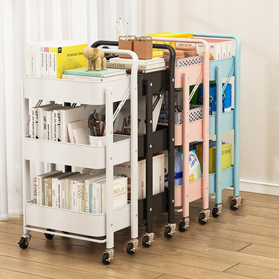 Modern Minimalist Openwork Carbon Steel End Table Foldable Portable 2/3/4 Tier For Living Room