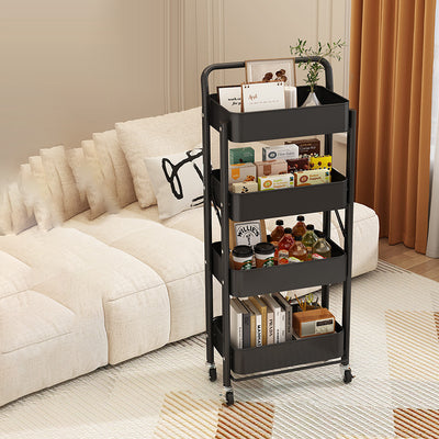 Modern Minimalist Openwork Carbon Steel End Table Foldable Portable 2/3/4 Tier For Living Room