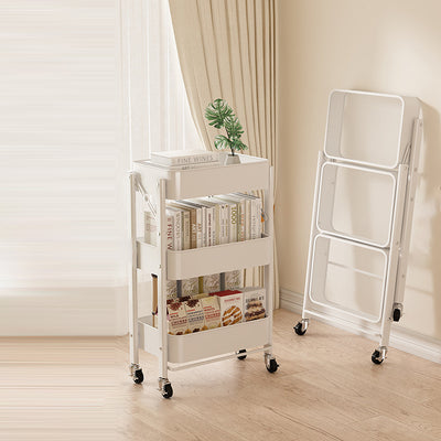 Modern Minimalist Openwork Carbon Steel End Table Foldable Portable 2/3/4 Tier For Living Room